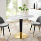 Zinque 48" Oval Artificial Marble Dining Table, EEI-5143 FredCo