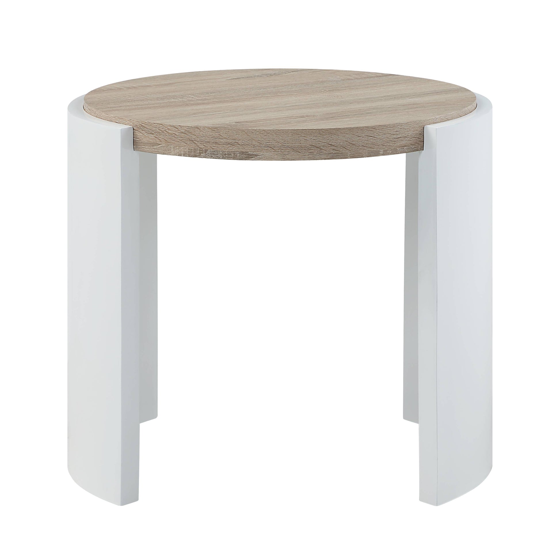 Zoma Oak & White High Gloss Finish End Table FredCo