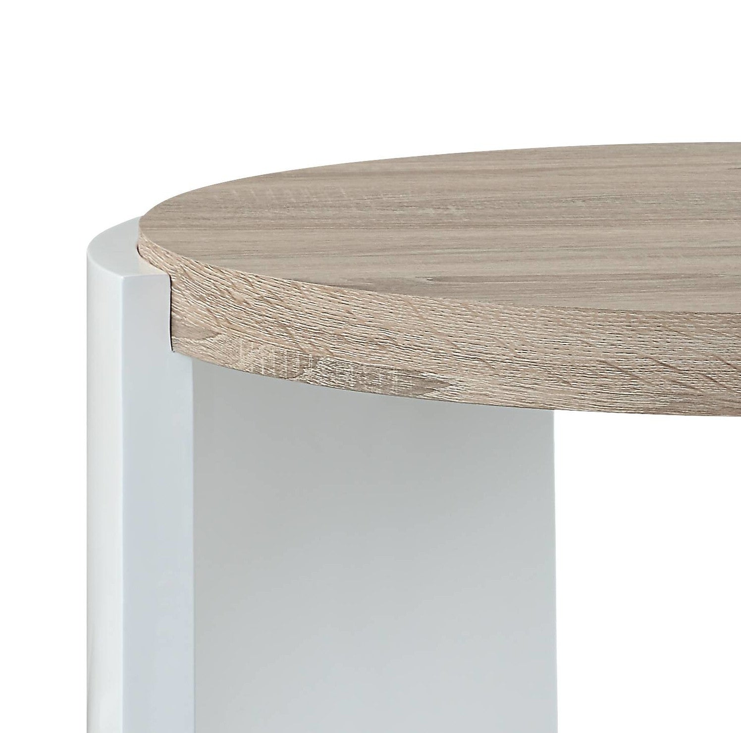 Zoma Oak & White High Gloss Finish End Table FredCo