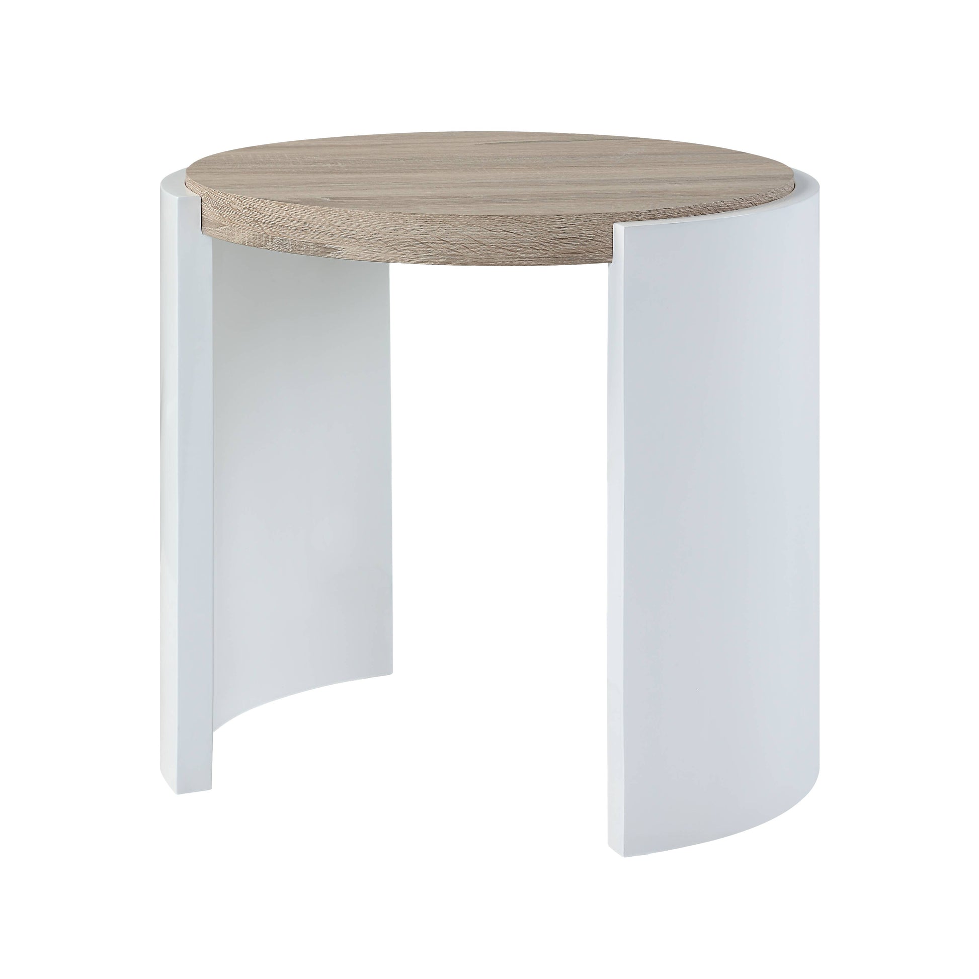 Zoma Oak & White High Gloss Finish End Table FredCo