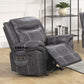 Zubaida Dark Gray Polish Microfiber Power Motion Glider Recliner FredCo