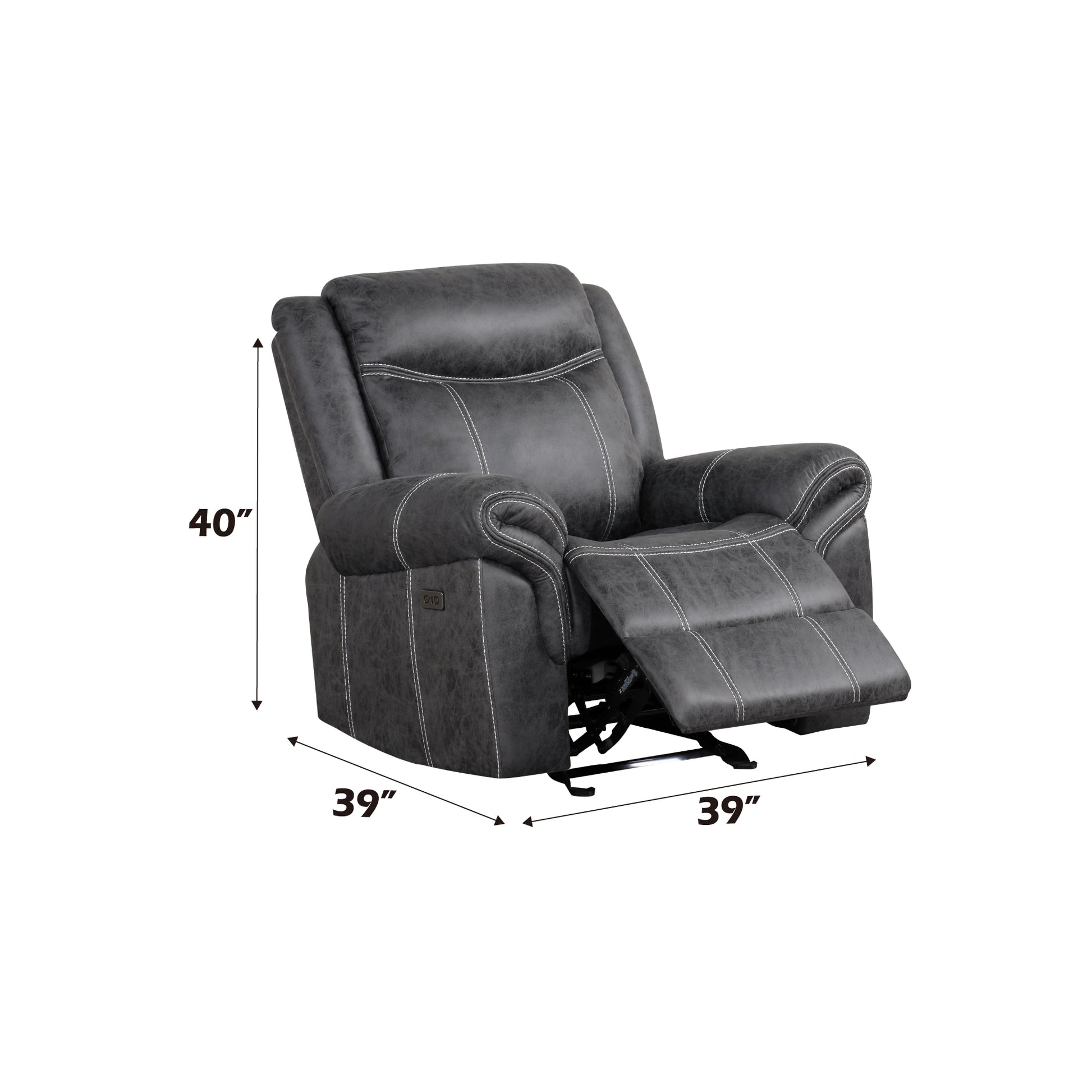 Zubaida Dark Gray Polish Microfiber Power Motion Glider Recliner FredCo
