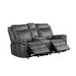 Zubaida Dark Gray Polish Microfiber Power Motion Loveseat w/USB FredCo