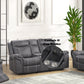Zubaida Dark Gray Polish Microfiber Power Motion Loveseat w/USB FredCo