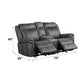 Zubaida Dark Gray Polish Microfiber Power Motion Loveseat w/USB FredCo