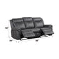 Zubaida Dark Gray Polish Microfiber Power Motion Sofa w/Drop Down Table FredCo