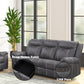 Zubaida Dark Gray Polish Microfiber Power Motion Sofa w/Drop Down Table FredCo