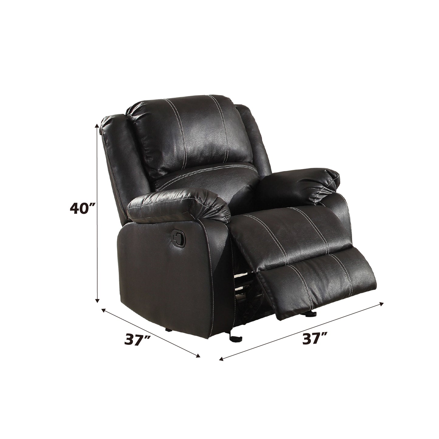 Zuriel Black Synthetic Leather Recliner Chair FredCo