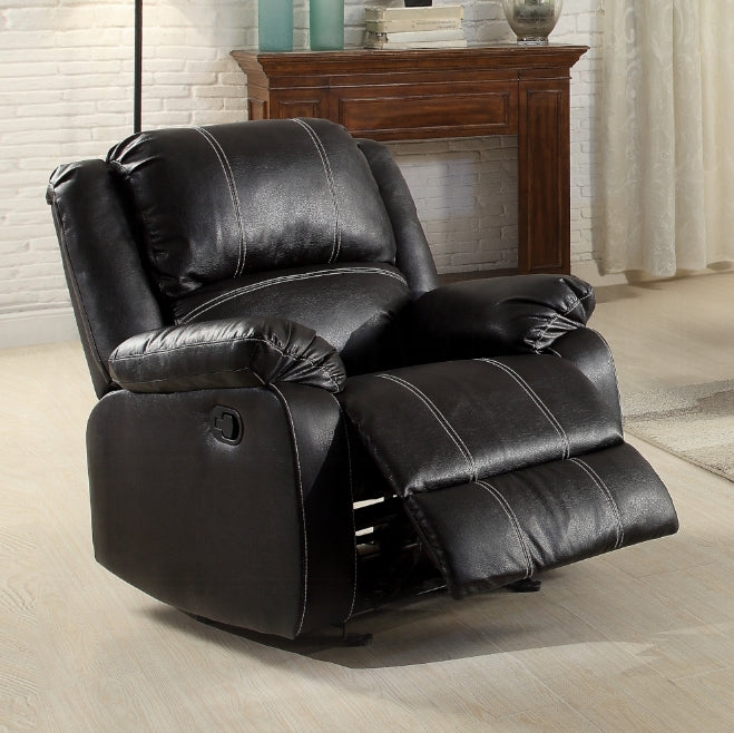 Zuriel Black Synthetic Leather Recliner Chair FredCo