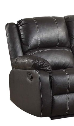 Zuriel Black Synthetic Leather Recliner Loveseat FredCo
