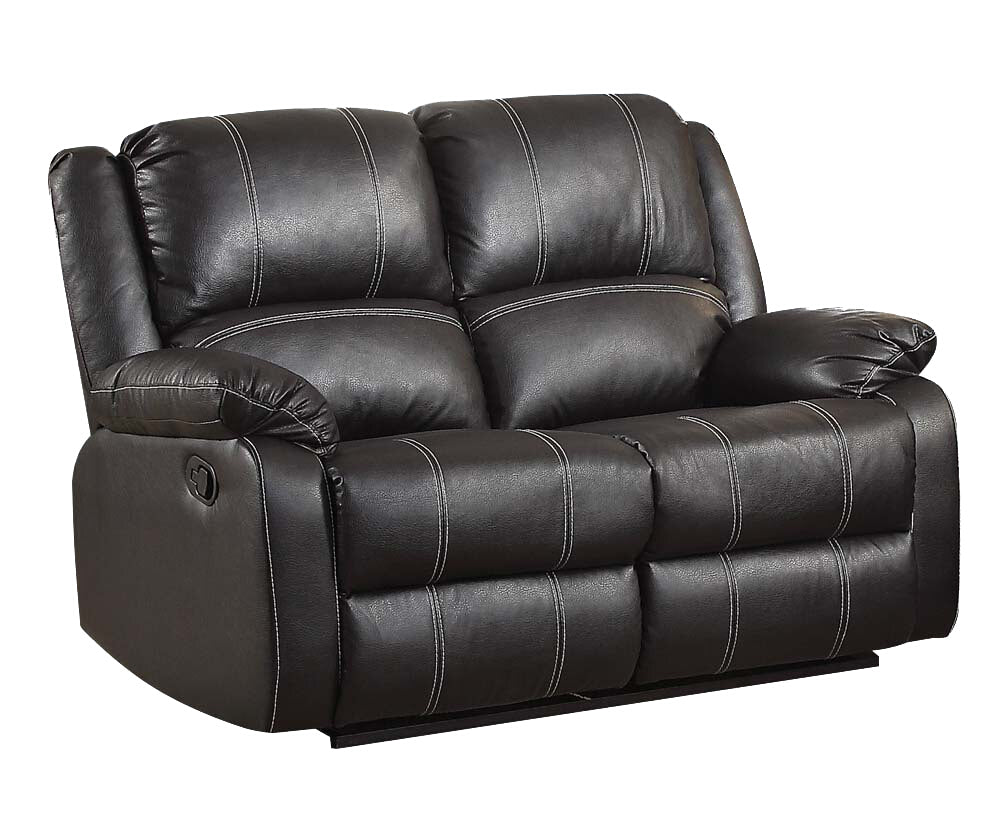 Zuriel Black Synthetic Leather Recliner Loveseat FredCo