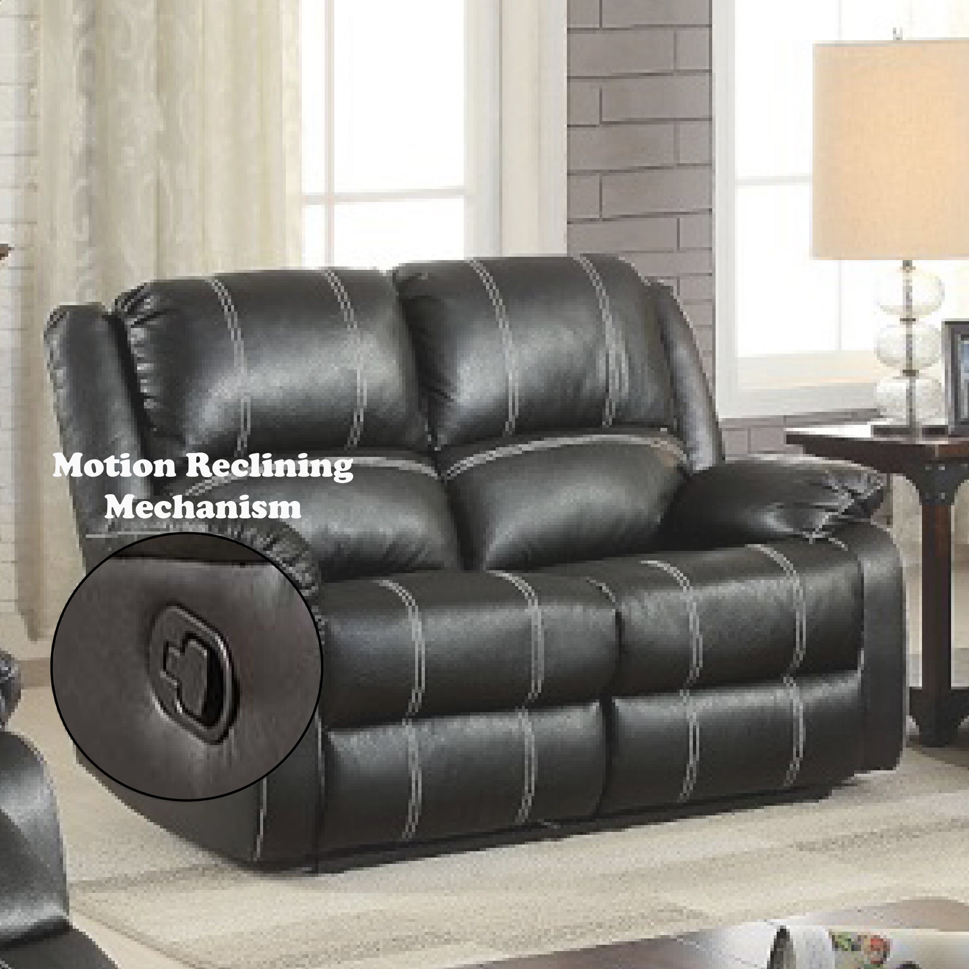 Zuriel Black Synthetic Leather Recliner Loveseat FredCo