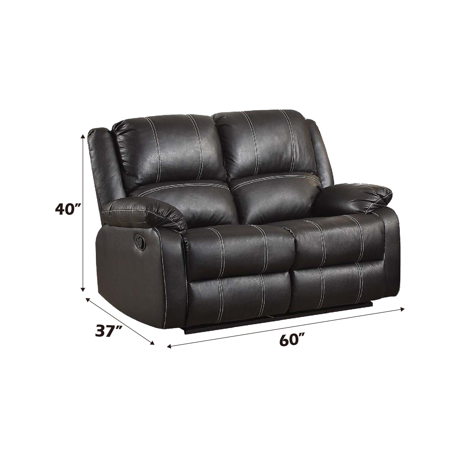 Zuriel Black Synthetic Leather Recliner Loveseat FredCo