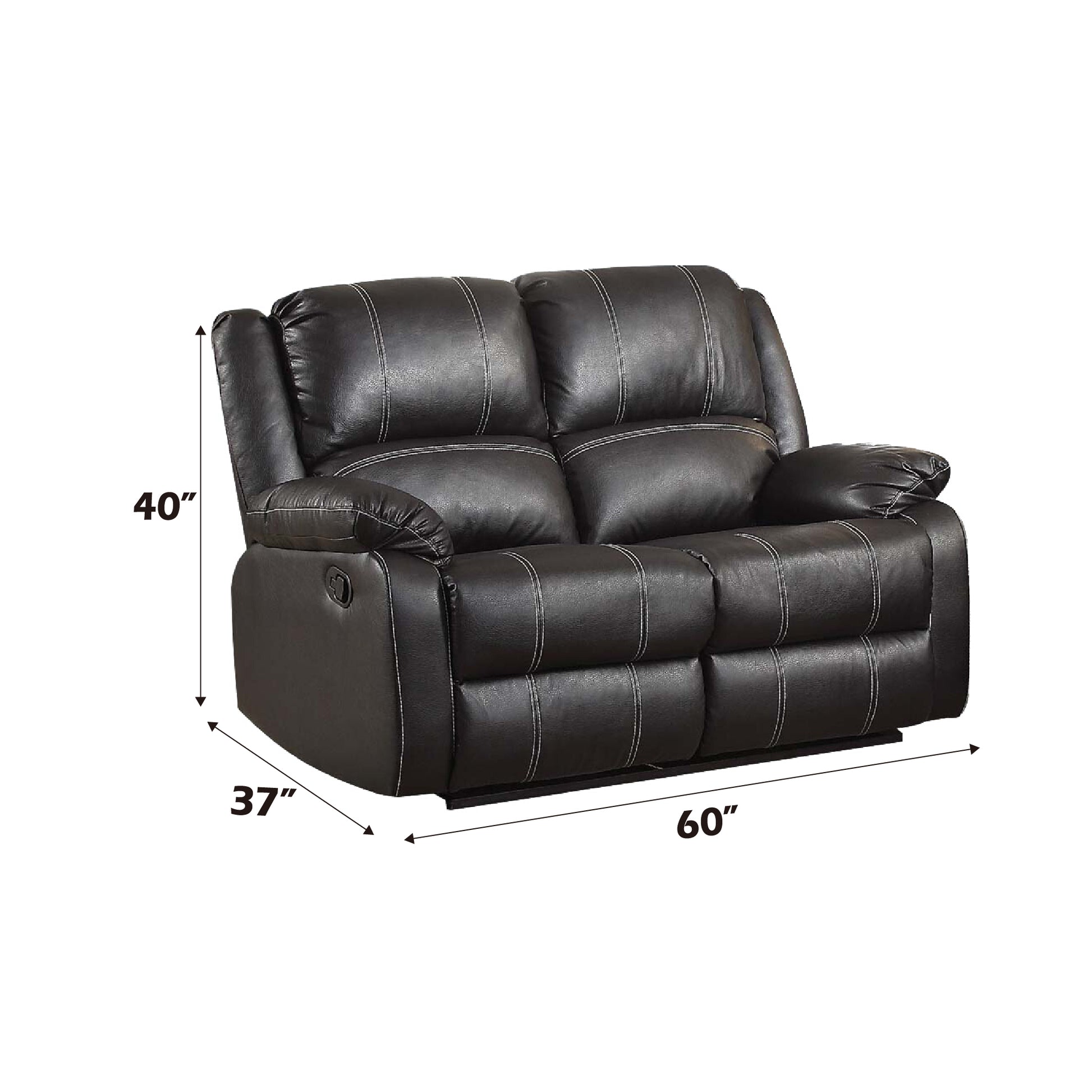 Zuriel Black Synthetic Leather Recliner Loveseat FredCo