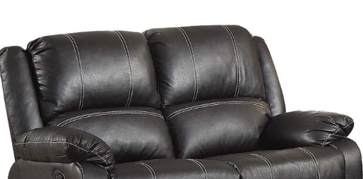 Zuriel Black Synthetic Leather Recliner Loveseat FredCo