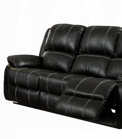 Zuriel Black Synthetic Leather Recliner Sofa FredCo