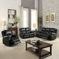 Zuriel Black Synthetic Leather Recliner Sofa FredCo