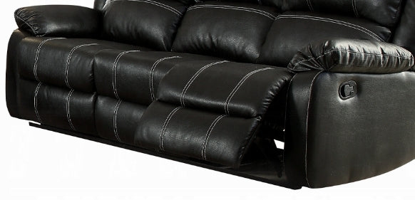 Zuriel Black Synthetic Leather Recliner Sofa FredCo