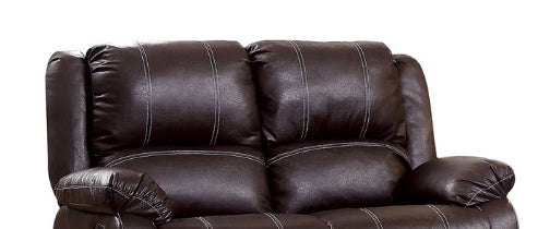 Zuriel Brown Synthetic Leather Recliner Loveseat FredCo