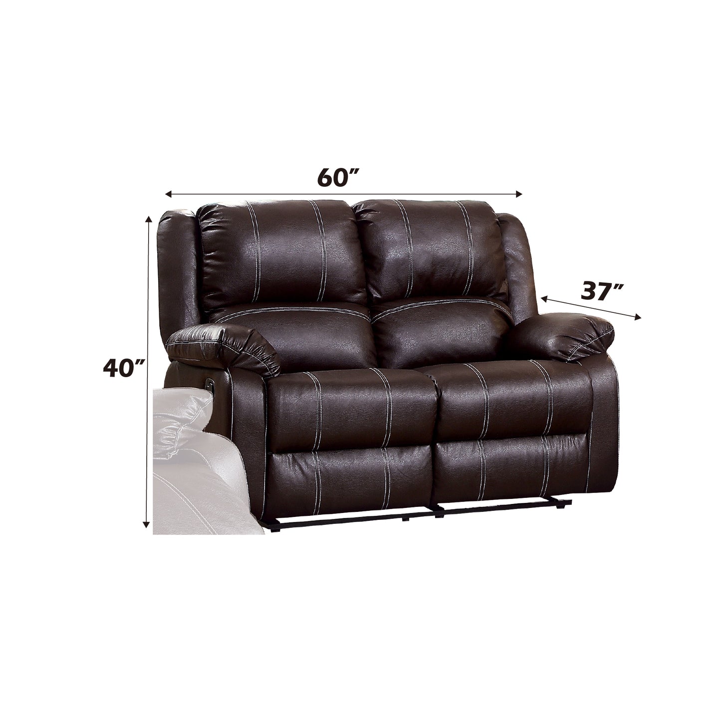 Zuriel Brown Synthetic Leather Recliner Loveseat FredCo