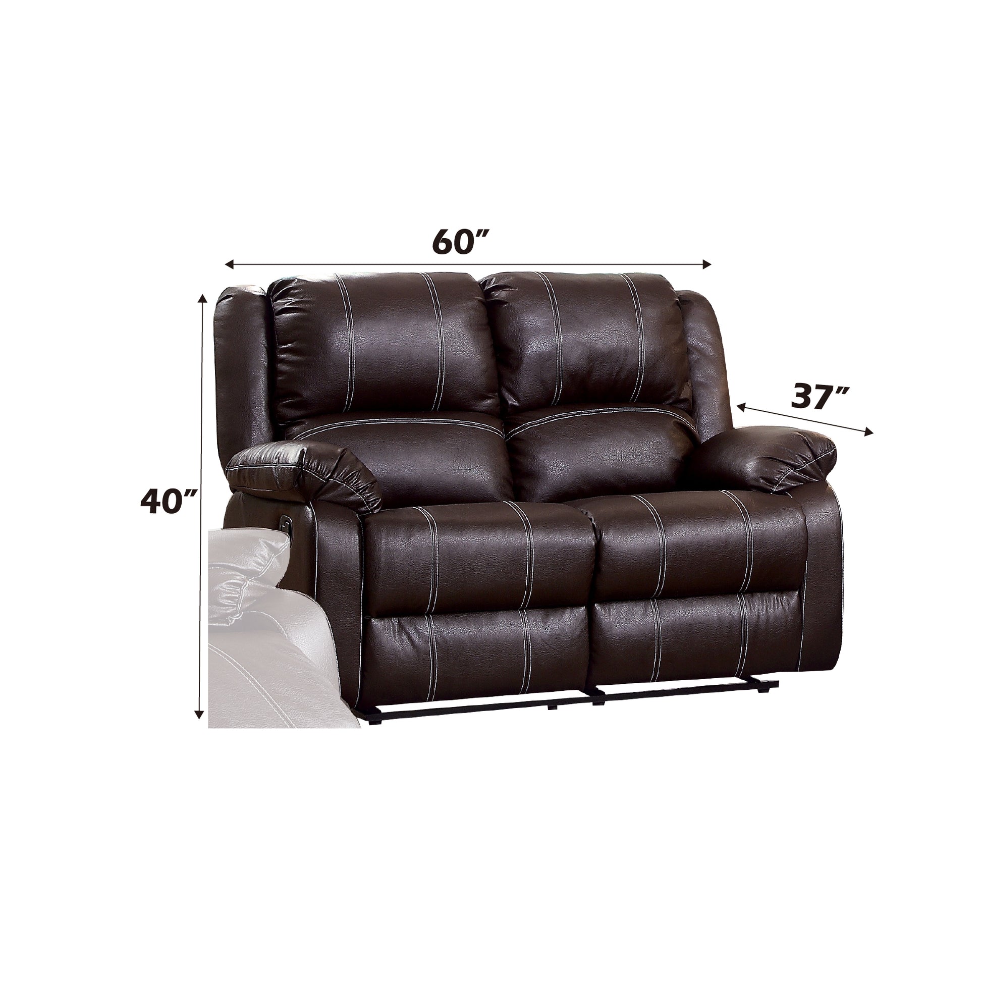 Zuriel Brown Synthetic Leather Recliner Loveseat FredCo