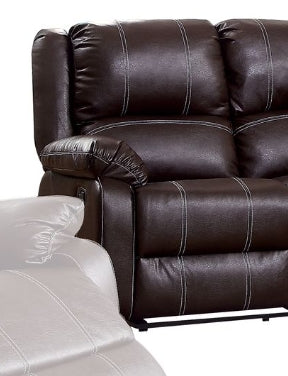 Zuriel Brown Synthetic Leather Recliner Loveseat FredCo