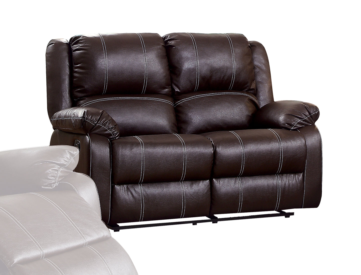 Zuriel Brown Synthetic Leather Recliner Loveseat FredCo