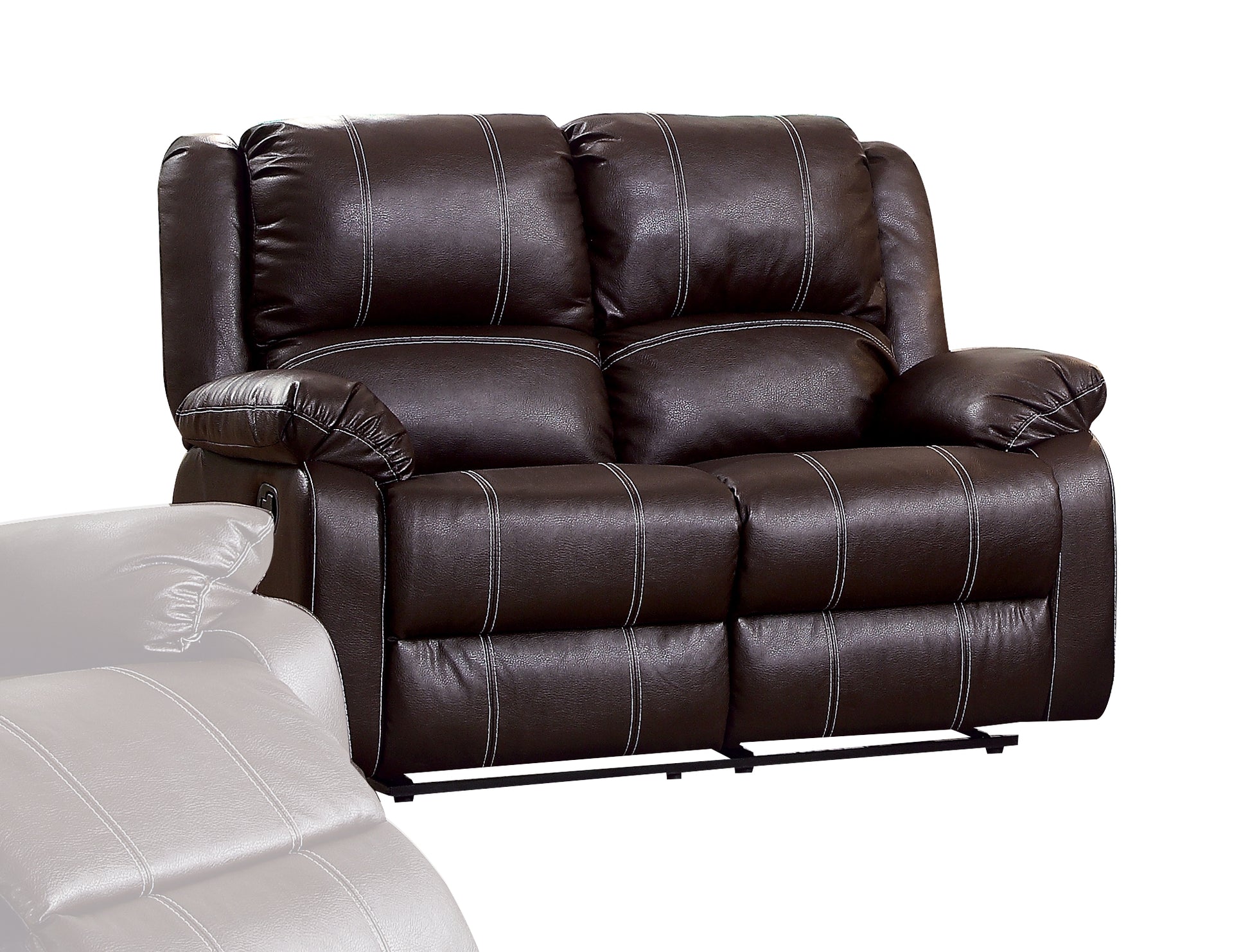 Zuriel Brown Synthetic Leather Recliner Loveseat FredCo