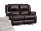 Zuriel Brown Synthetic Leather Recliner Loveseat FredCo