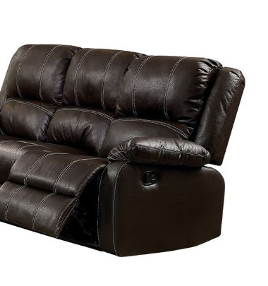 Zuriel Brown Synthetic Leather Recliner Sofa FredCo