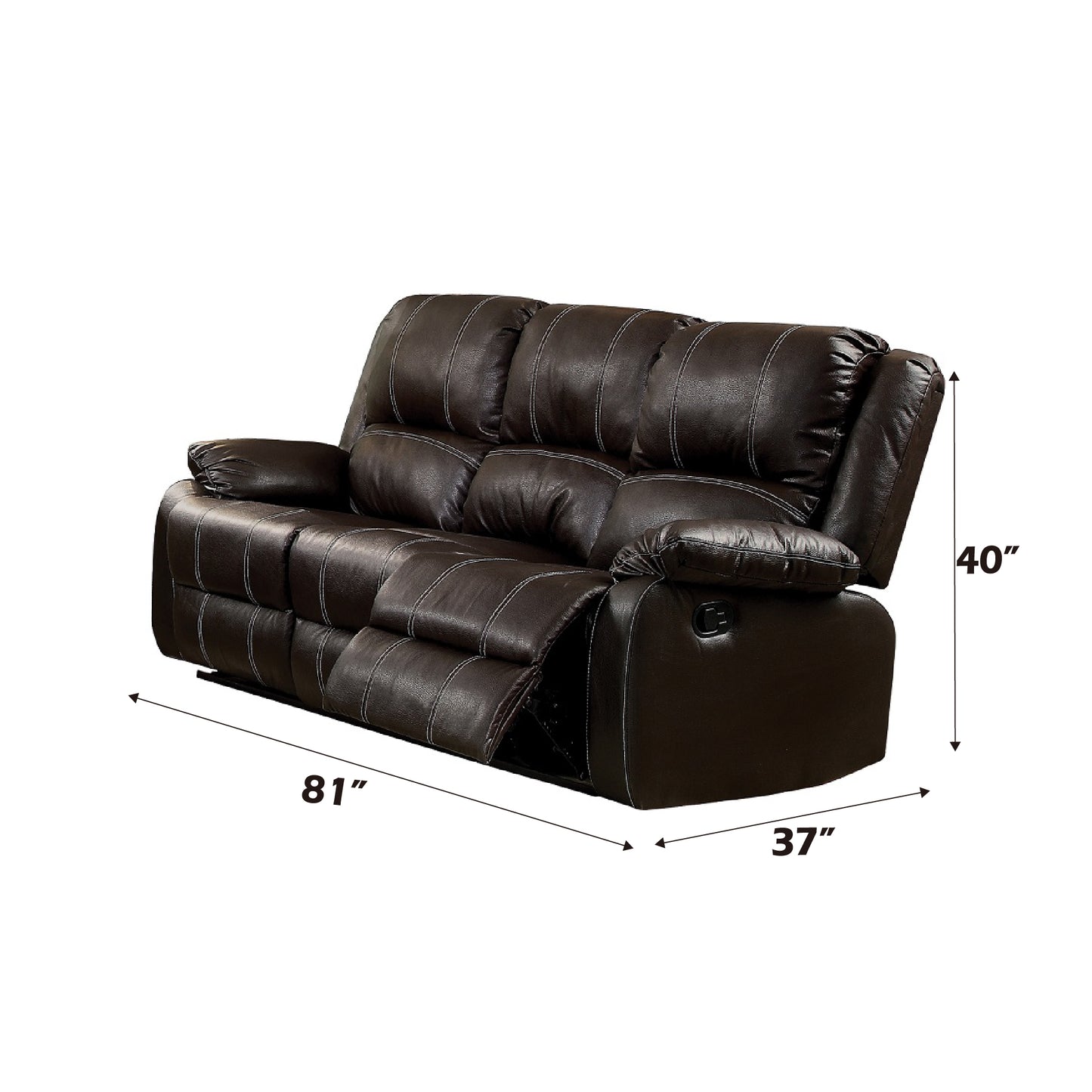 Zuriel Brown Synthetic Leather Recliner Sofa FredCo