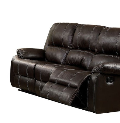 Zuriel Brown Synthetic Leather Recliner Sofa FredCo