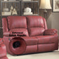 Zuriel Red Synthetic Leather Motion Loveseat FredCo