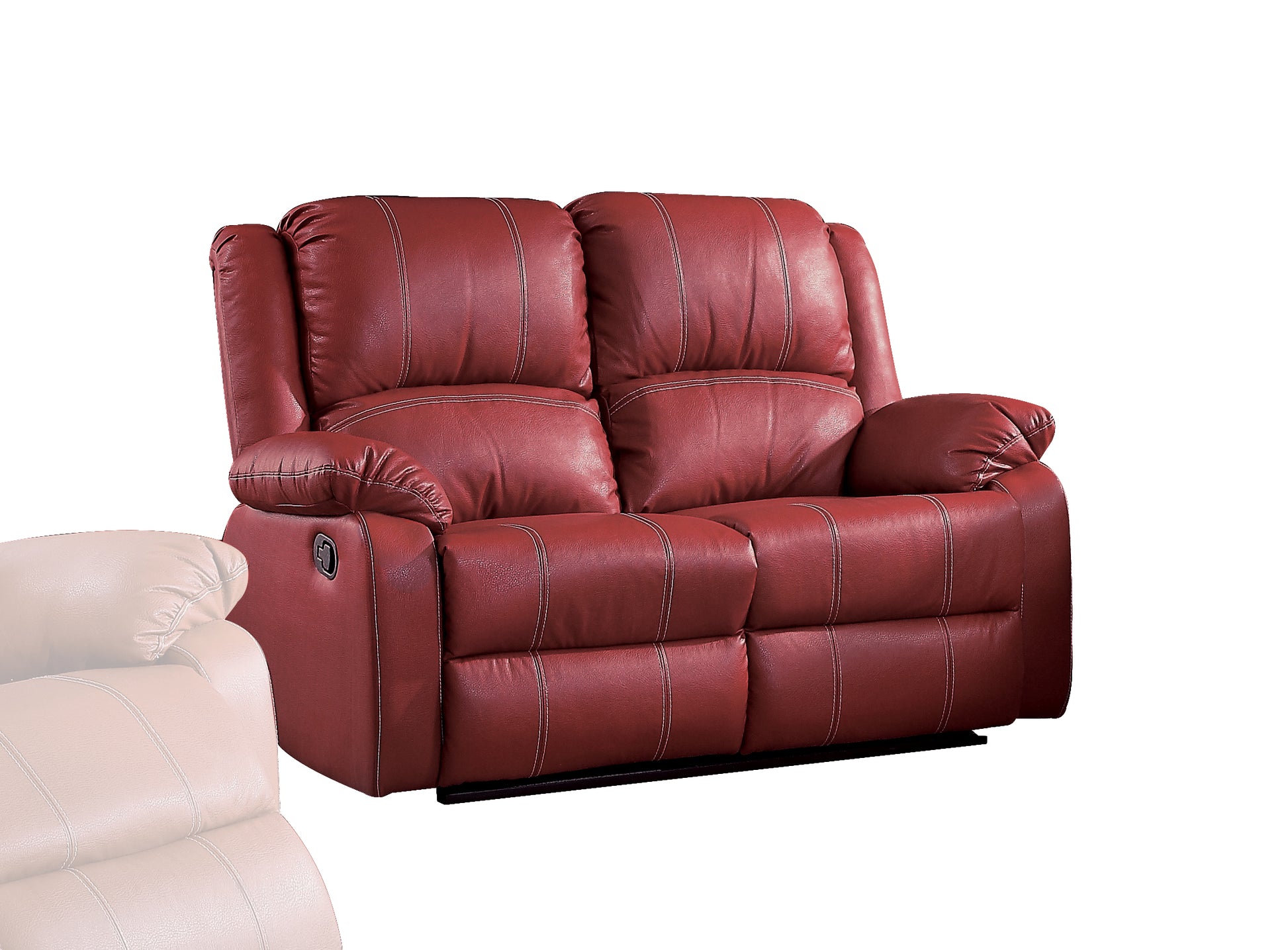 Zuriel Red Synthetic Leather Motion Loveseat FredCo