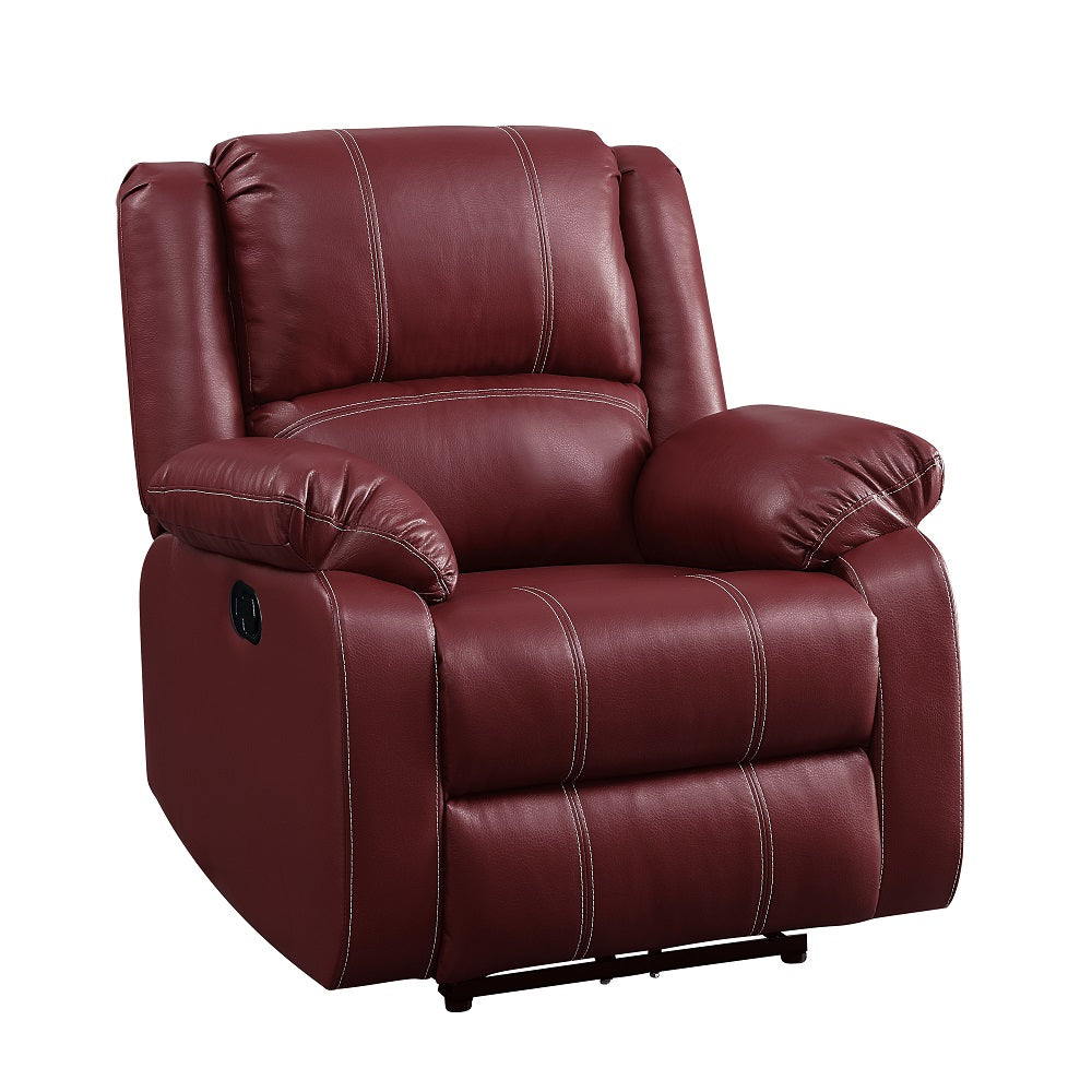 Zuriel Red Synthetic Leather Motion Rocker Recliner FredCo