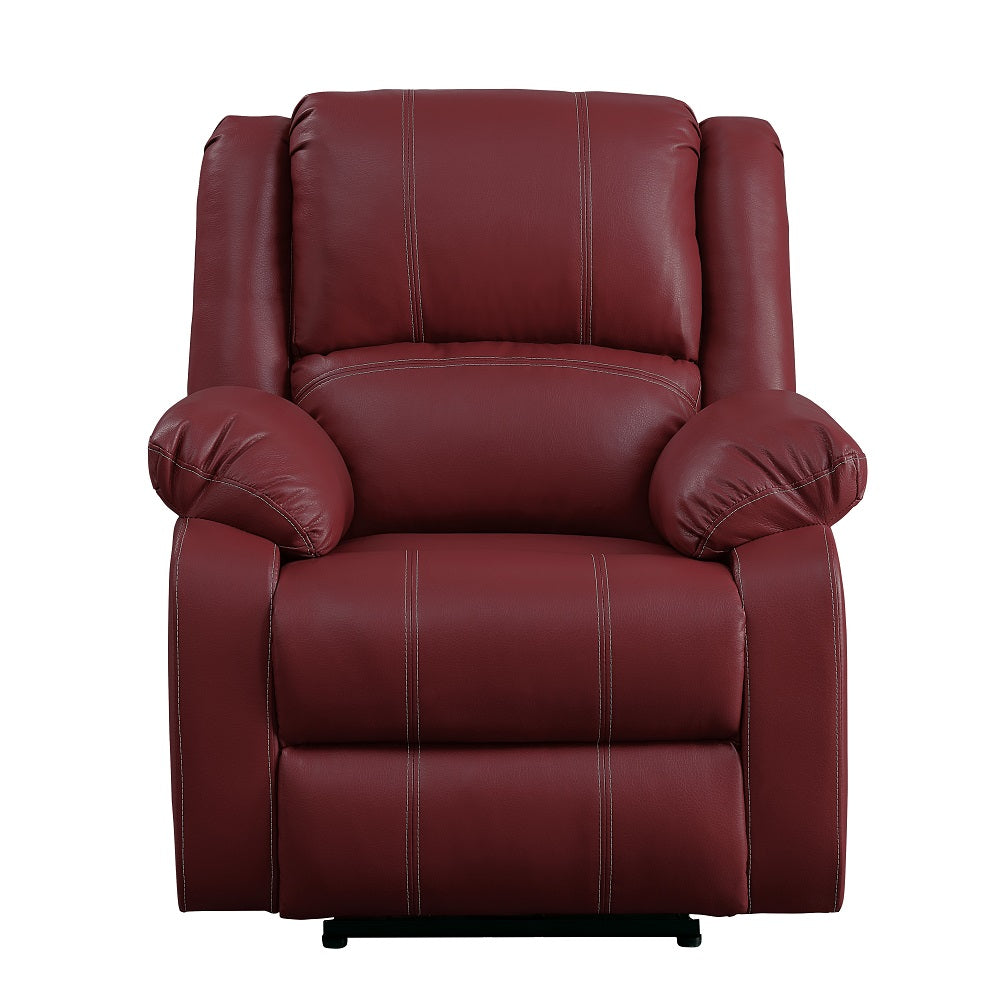 Zuriel Red Synthetic Leather Motion Rocker Recliner FredCo