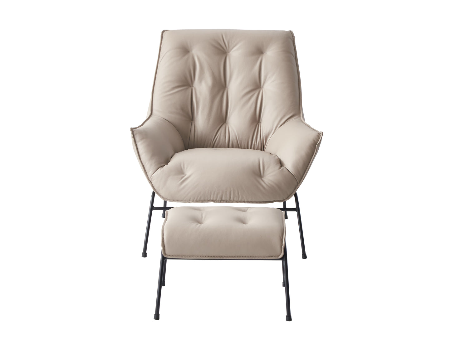 Zusa Khaki Top Grain Leather Accent Chair & Ottoman FredCo