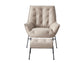 Zusa Khaki Top Grain Leather Accent Chair & Ottoman FredCo