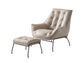 Zusa Khaki Top Grain Leather Accent Chair & Ottoman FredCo