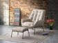 Zusa Khaki Top Grain Leather Accent Chair & Ottoman FredCo