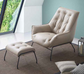 Zusa Khaki Top Grain Leather Accent Chair & Ottoman FredCo