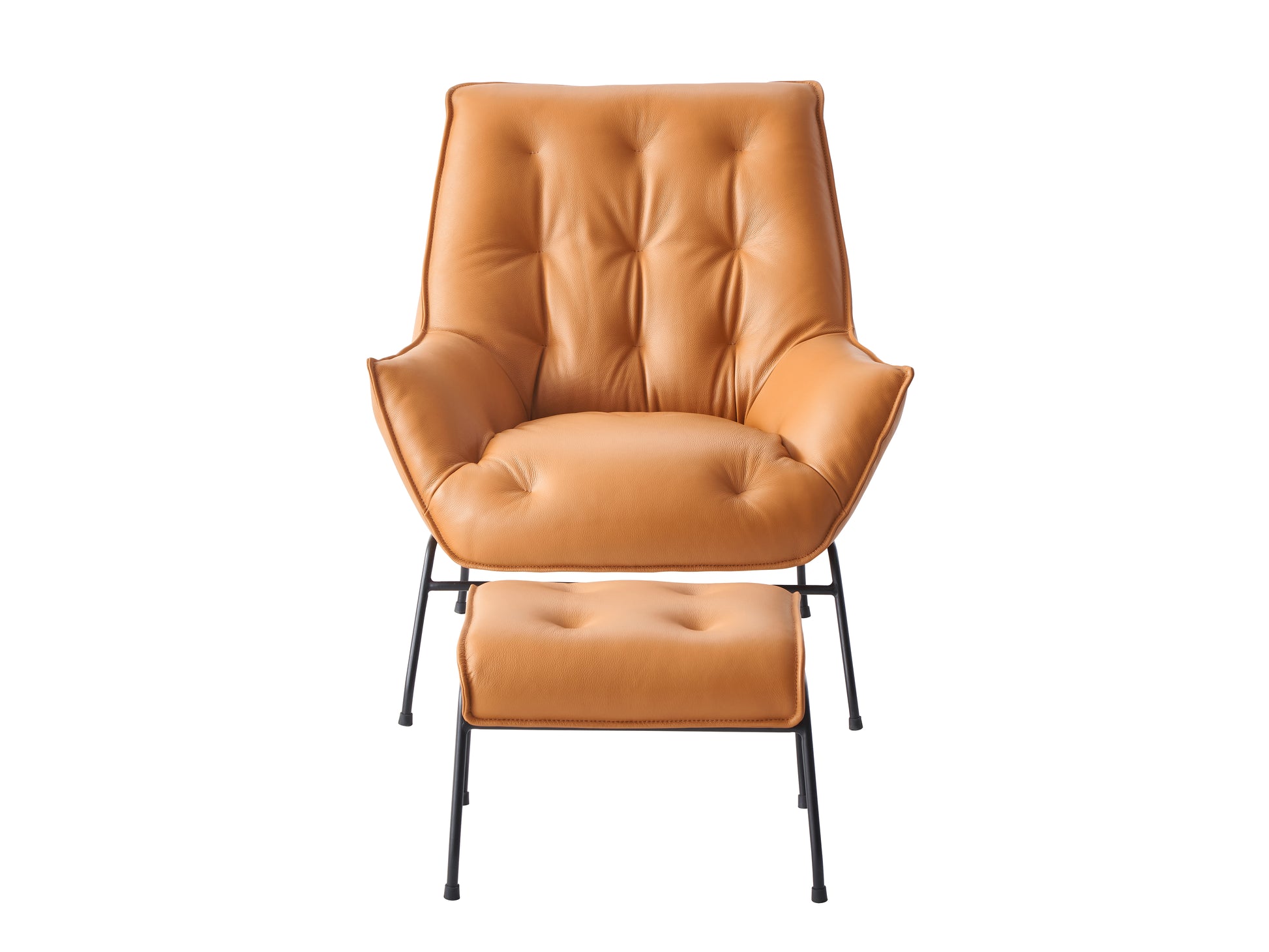 Zusa Sandstone Top Grain Leather Accent Chair & Ottoman FredCo