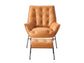 Zusa Sandstone Top Grain Leather Accent Chair & Ottoman FredCo