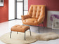 Zusa Sandstone Top Grain Leather Accent Chair & Ottoman FredCo