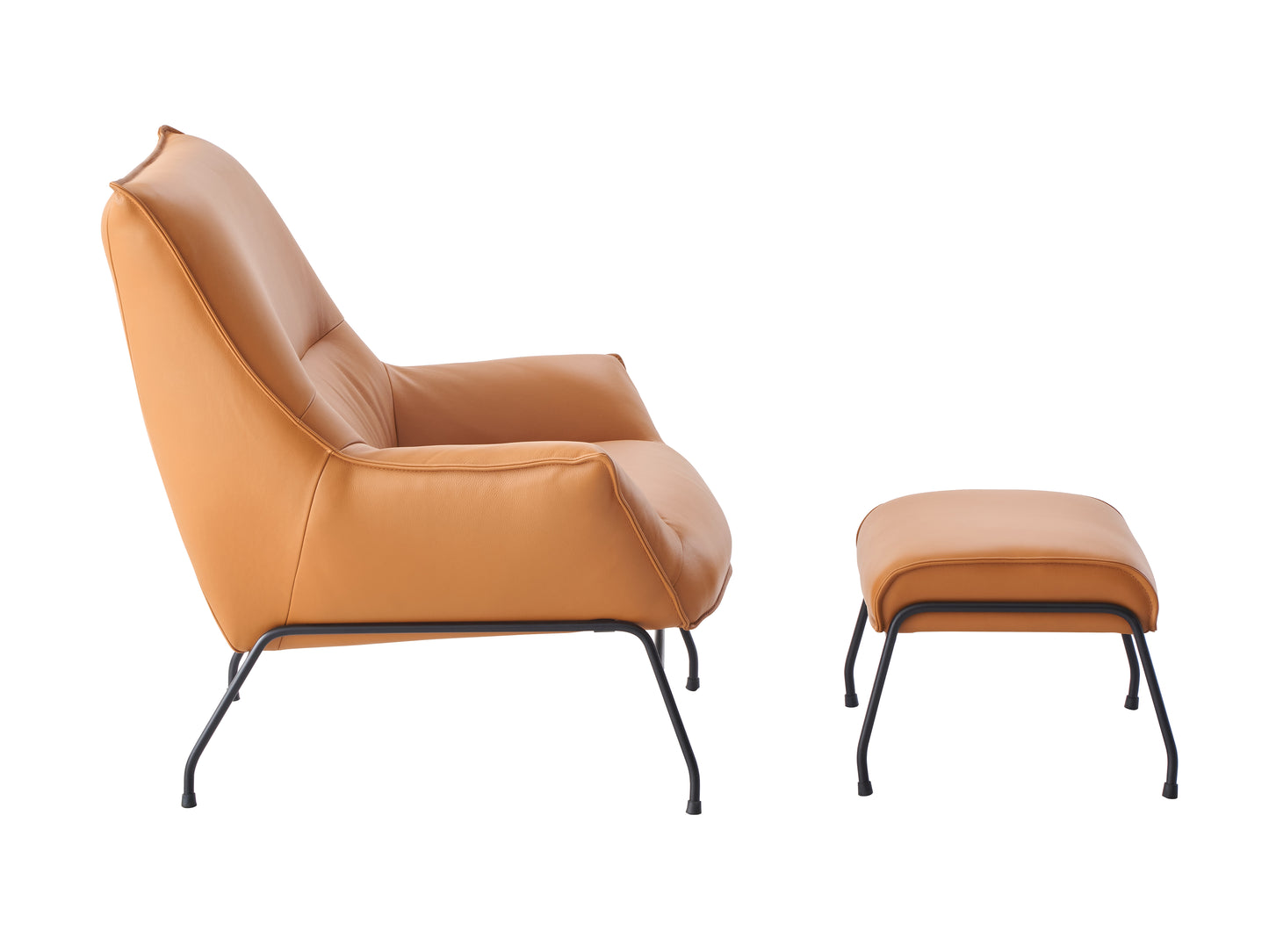 Zusa Sandstone Top Grain Leather Accent Chair & Ottoman FredCo