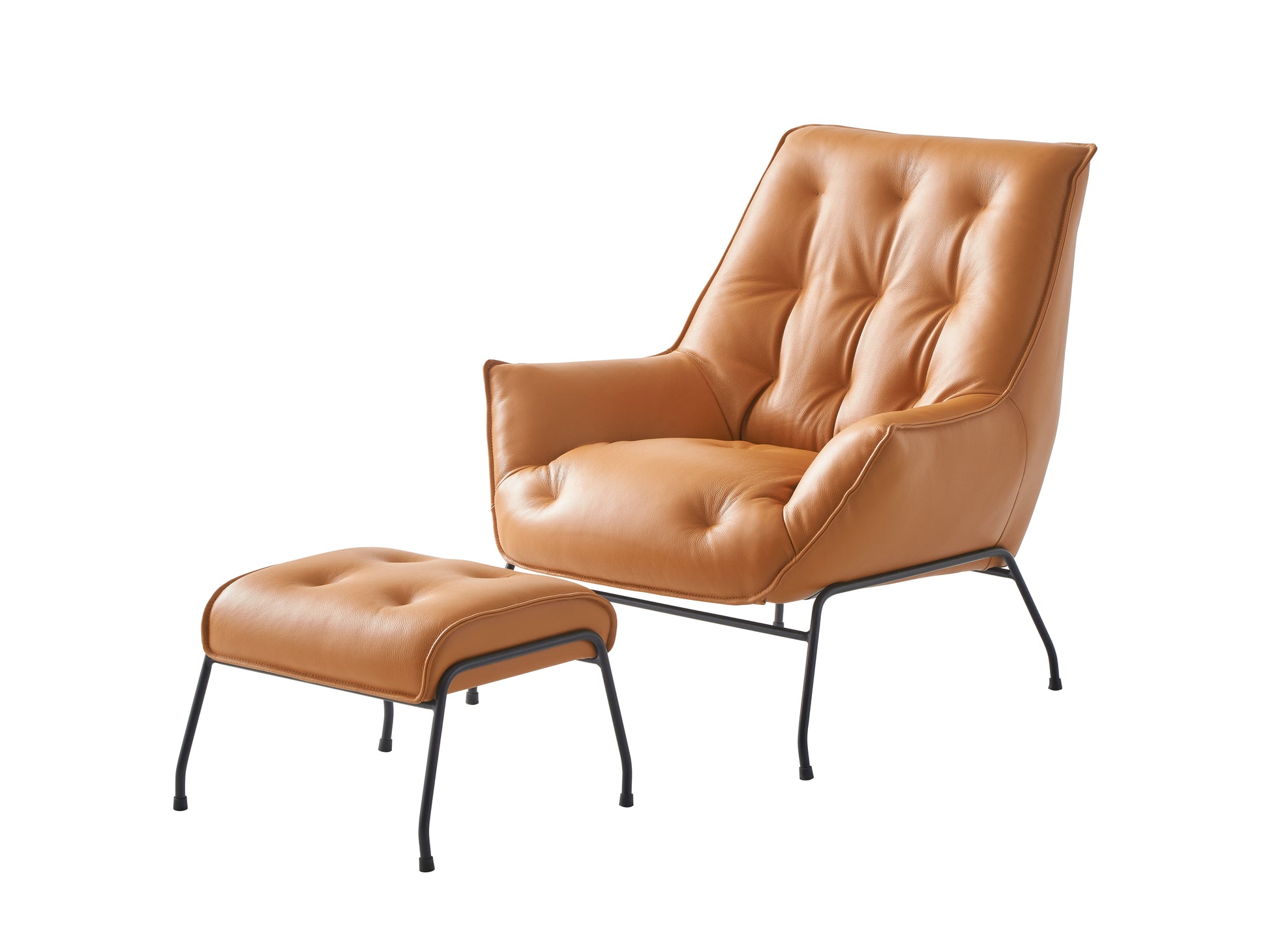 Zusa Sandstone Top Grain Leather Accent Chair & Ottoman FredCo