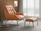 Zusa Sandstone Top Grain Leather Accent Chair & Ottoman FredCo