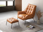 Zusa Sandstone Top Grain Leather Accent Chair & Ottoman FredCo