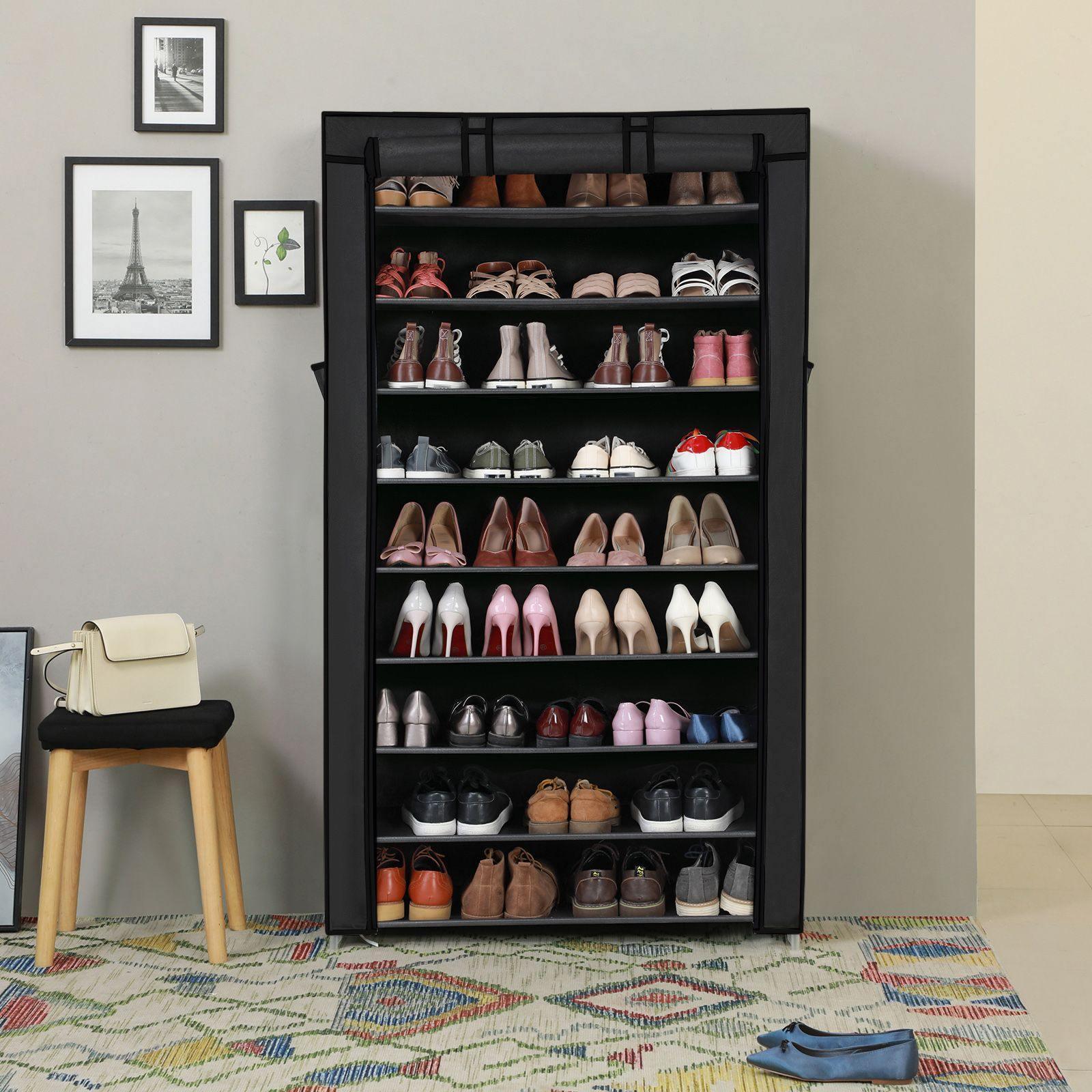 10-Tier Shoe Rack Black FredCo