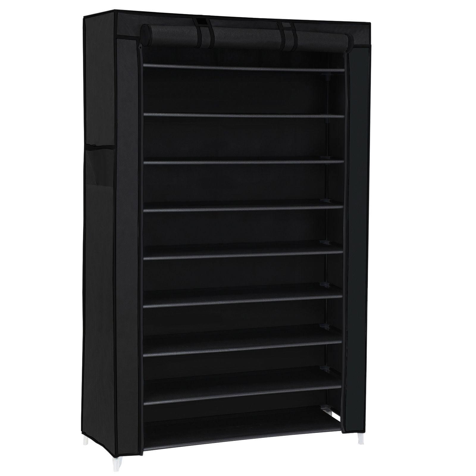 10-Tier Shoe Rack Black FredCo